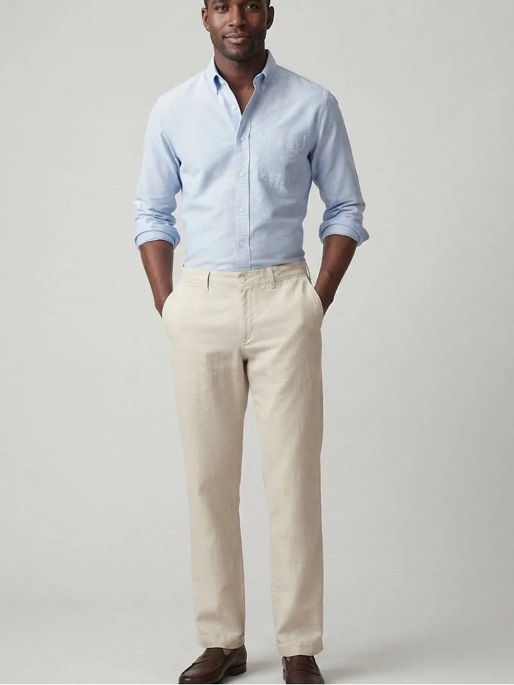 NWT Banana Republic Cream Linen Cotton Blend Straight Fit Pants 34x30